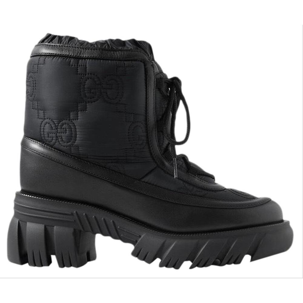 GUCCI Romance GG Logo Embroidered Shearling Snow Boots